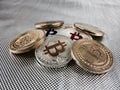 Colorful bitcoin coins