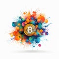 Colorful Bitcoin Currency Art On White Background - Psychedelic Illustration Royalty Free Stock Photo