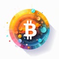 Abstract Bitcoin Art: Innovative Flat Design With Bold Color Experimentation