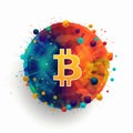 Colorful Bitcoin Icon With Psychedelic Graphic Design Royalty Free Stock Photo