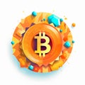 Colorful Bitcoin Symbol Design With Music Circles On White Background