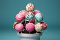 Colorful, bite sized cake pops, a delightful confectionery delight