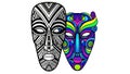 Colorful and Black White Artistic Masks Royalty Free Stock Photo