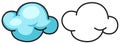 Colorful and black and white cloud for coloring book