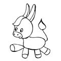 Colorful and black and white pattern for coloring. Illustration of cute donkey. Royalty Free Stock Photo