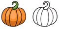 Colorful and black and white pumpkin for coloring book Royalty Free Stock Photo