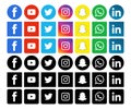 Colorful & black & white Social media icons set of facebook twitter instagram pinterest whatsapp