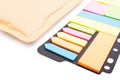 Colorful blank post-it paper in closeup on white background Royalty Free Stock Photo