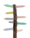 Colorful blank wooden directional beach signs on pole Royalty Free Stock Photo