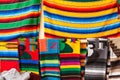 Colorful blankets in souvenir shop, cancun, Mexico Royalty Free Stock Photo