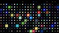 Colorful blinking rectangles in rainbow and grey tones, seamless loop. Motion. Small round dots in the center of each Royalty Free Stock Photo