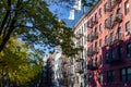 Colorful block of old buildings in the East Village of Manhattan