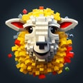 Colorful Block Sheep: A Dynamic And Expressive Animation Royalty Free Stock Photo