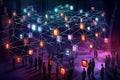 Colorful blockchain networks with people, Generative AI