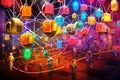 Colorful blockchain networks with people, Generative AI