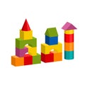 Colorful blocks toy building tower, castle, house Royalty Free Stock Photo