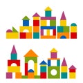 Colorful blocks toy building tower, castle, house