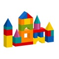 Colorful blocks toy building tower, castle, house