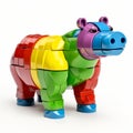 Colorful Blocky Hippo: A 3d Lego-inspired Plastic Creation