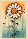 Colorful Blooms and Cheerful Grins: A Flower-Filled Graffiti Pos