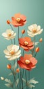 Colorful Blooms: A Vibrant Vector Illustration of Anemones, Appl