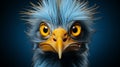 Colorful Blue Bird: A Photo-realistic Zbrush Creation With Grotesque Caricatures Royalty Free Stock Photo