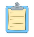 Colorful blue clipboard with page of blank paper