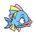 Colorful blue fish cartoon illustration Royalty Free Stock Photo