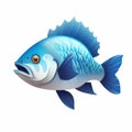 Colorful Blue Fish Illustration For Casual Game Resource Icon Royalty Free Stock Photo