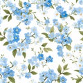 Colorful Blue Forget Me Not Flower Seamless Pattern
