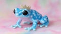 Colorful blue frog with sparkling crown on pastel background Royalty Free Stock Photo