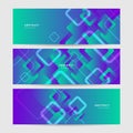 Colorful blue green purple vibrant web banner background template with abstract shapes. Collection of horizontal banners with Royalty Free Stock Photo