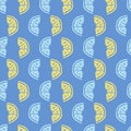 Colorful Blue Half Lemon Slices Vector Graphic Pattern