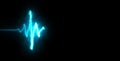 Colorful blue heartbeat rate and pulse on black screen background