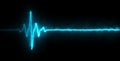 Colorful blue heartbeat rate and pulse on black screen background