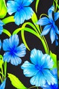 Colorful Blue Hibiscus Cloth Fabric Moorea Tahiti