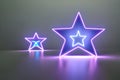 Colorful blue neon star shape 3d bokeh background with some empty space Royalty Free Stock Photo