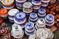 Colorful blue pickle hand-made container shop at Hunar Haat 2021, Rampur Royalty Free Stock Photo
