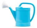 Colorful blue Plastic Watering Can, isolated on white background with clipping path, spring time concept for home garden or Royalty Free Stock Photo