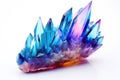 Colorful Blue Quartz Crystal On White Background. Generative AI