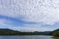 Colorful blue sky and clouds over lake scenery background Royalty Free Stock Photo