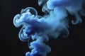 colorful blue smoke against black background close up Royalty Free Stock Photo