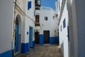 Colorful blue walls in Asiah, Morocco.