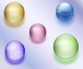 Colorful Blue water drops and pearls with transparent shining beads with ornament illustration Royalty Free Stock Photo