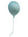 Colorful blue watercolor balloon on white background