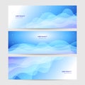 Colorful blue wave liquid vibrant web banner background template with abstract shapes. Collection of horizontal banners with Royalty Free Stock Photo