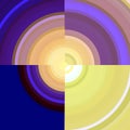 Colorful vivid blue yellow circles lines sparkling forms, wax contrasts lines forms abstract bright vivid background Royalty Free Stock Photo