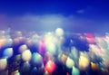 Colorful blurred lights bokeh of city building scenic
