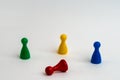 4 colorful board game figure on white background