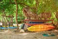 Colorful boat and board station